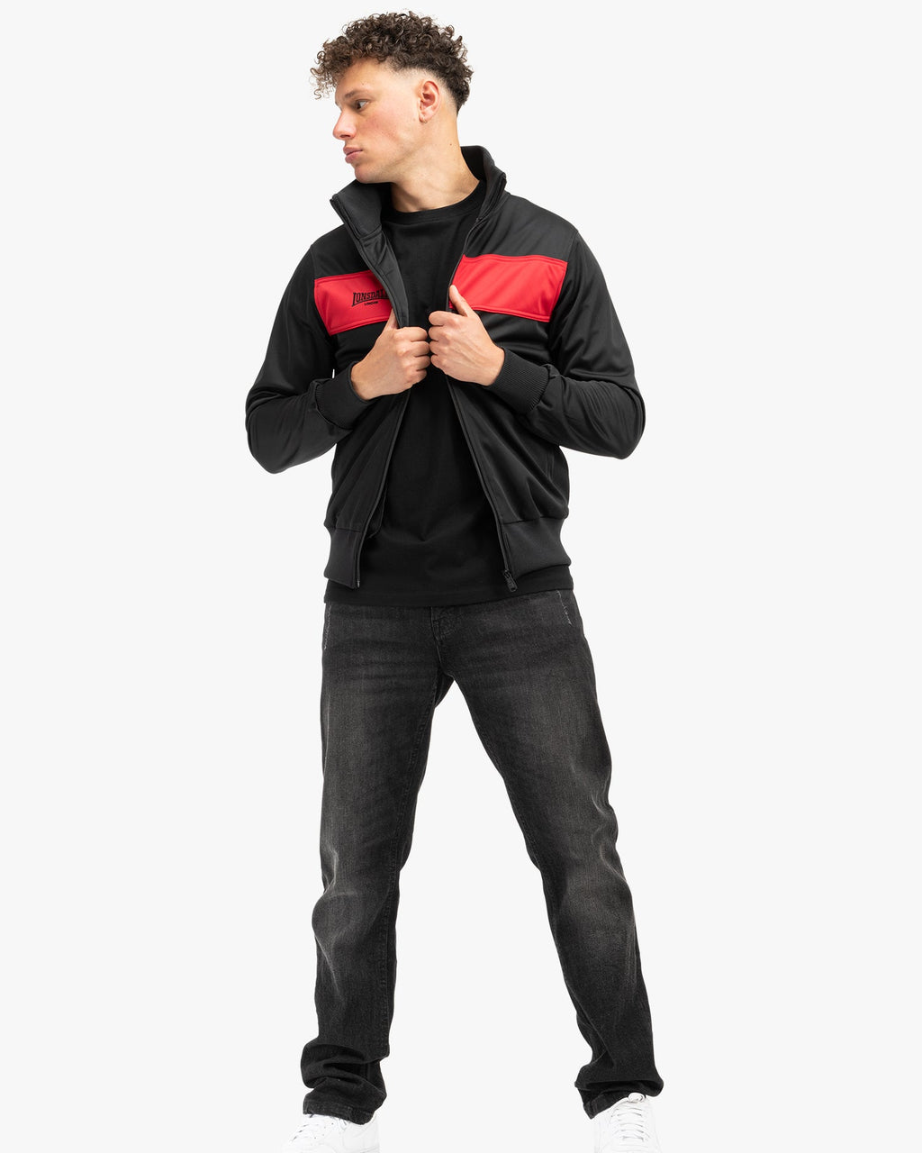 Lonsdale London Alnwick Trainingsjacke | Schwarz / Rot