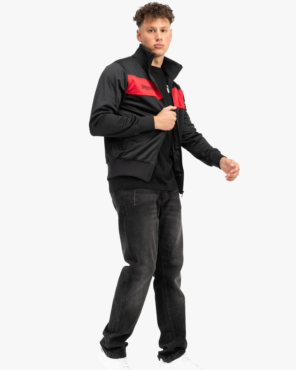 Lonsdale London Alnwick Trainingsjacke | Schwarz / Rot