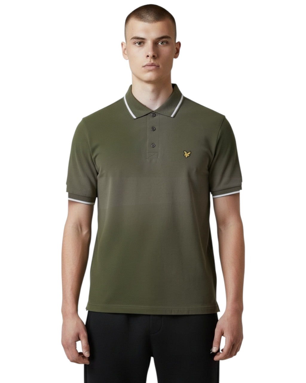 Lyle & Scott Tipped Polo Shirt | Olive/Weiß