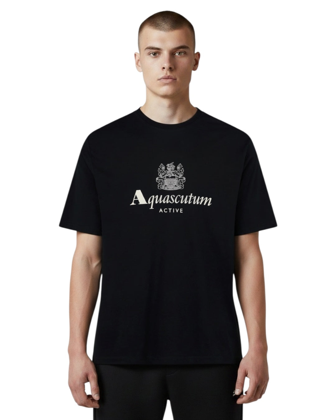 Aquascutum Active Big Logo T-Shirt | Schwarz